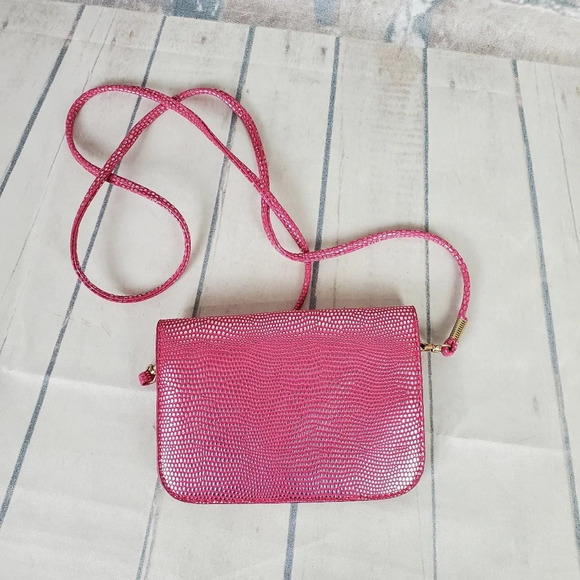 Rhinestone Embellished Crossbody Bag Pink  Reptile Envelope Style Barbiecore - Picture 9 of 16